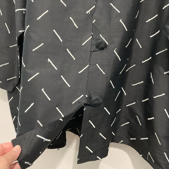 Vintage LOUIS SIMON for La "Libellule" Black White Silk Tunic Jacket Button Up - Picture 9 of 9